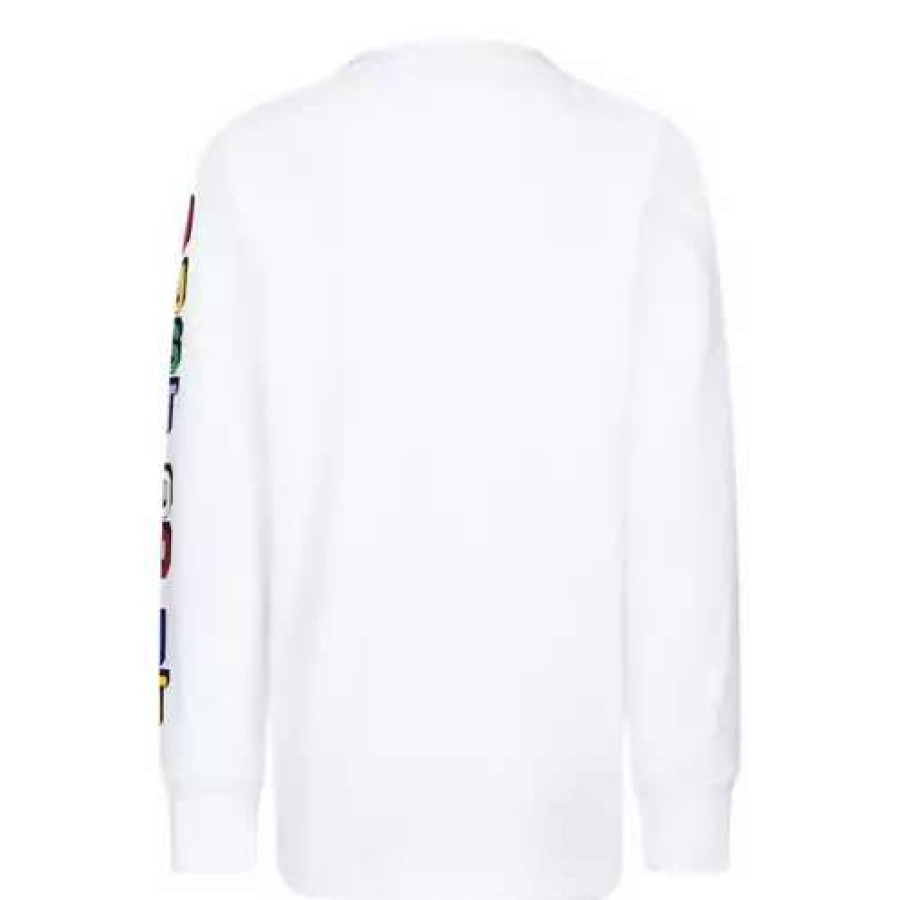 Shirts * | Boys' Nike Club Long Sleeve Graphic T-Shirt White