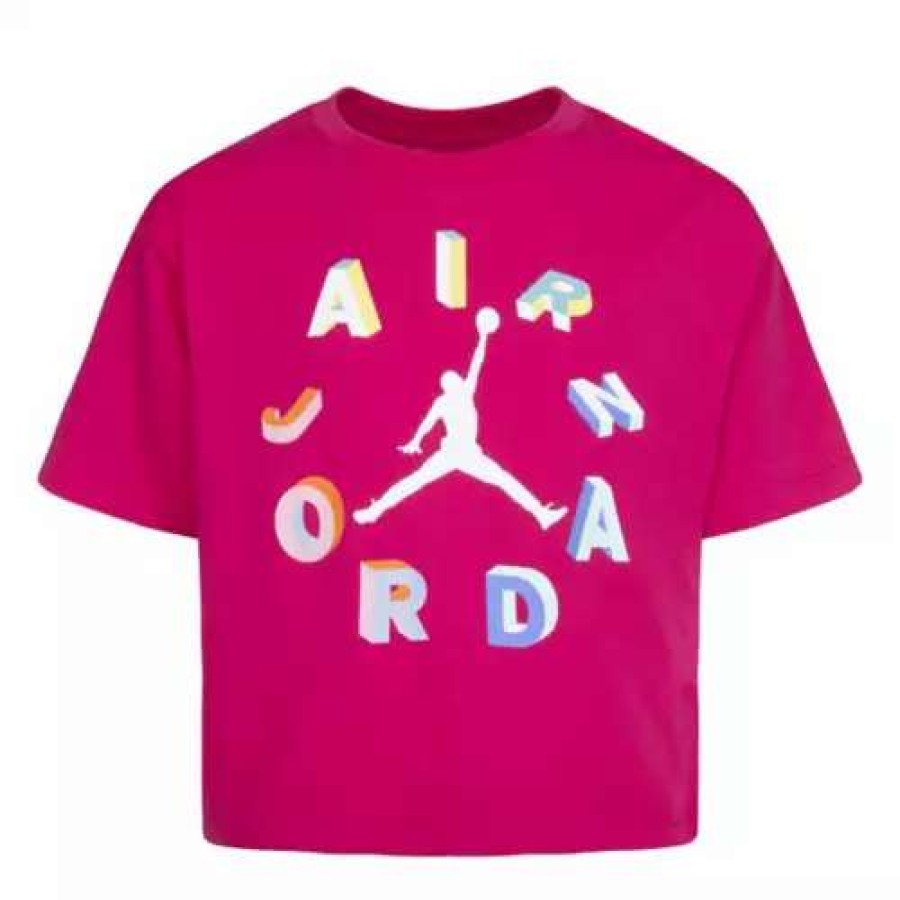 Shirts * | Girls' Jordan Air Round Up T-Shirt Pink White