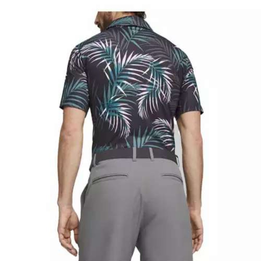 Shirts * | Men'S Puma Cloudspun Palm Leaf Golf Polo Puma Black / Green Lagoon