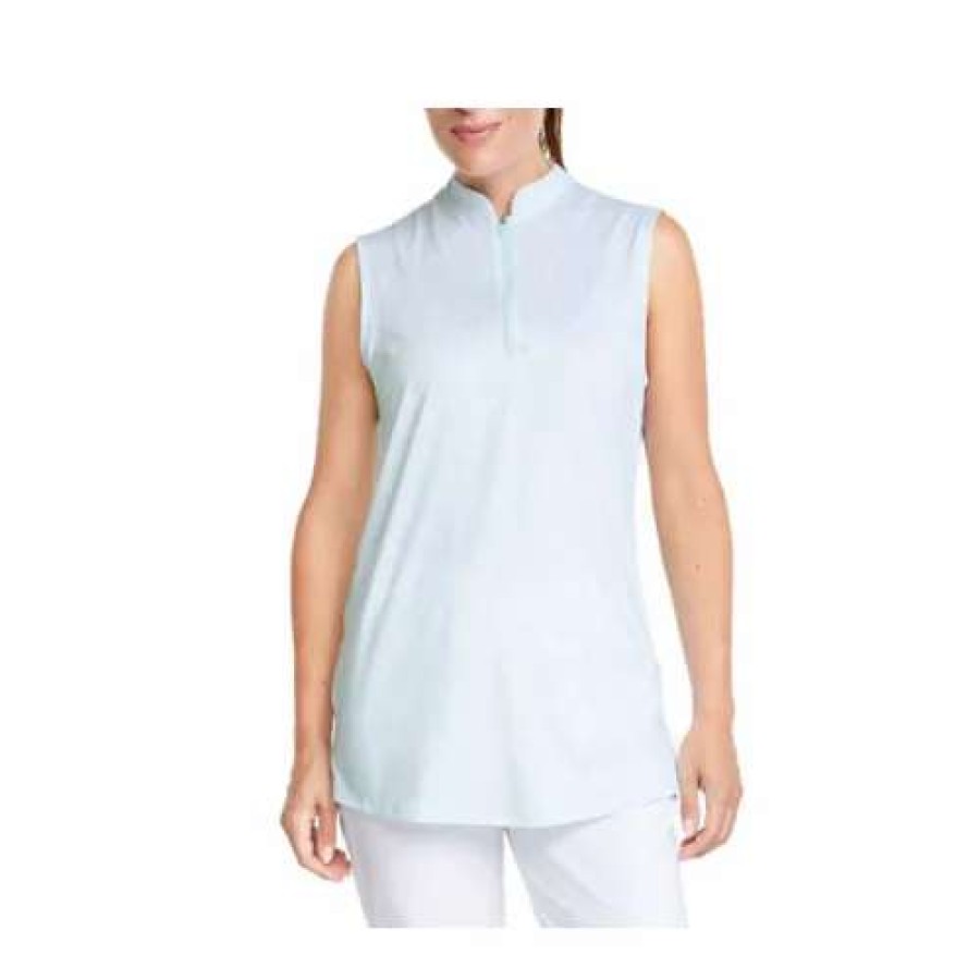 Shirts * | Women'S Puma Cloudspun Jungle Sleeveless Golf Polo Sea