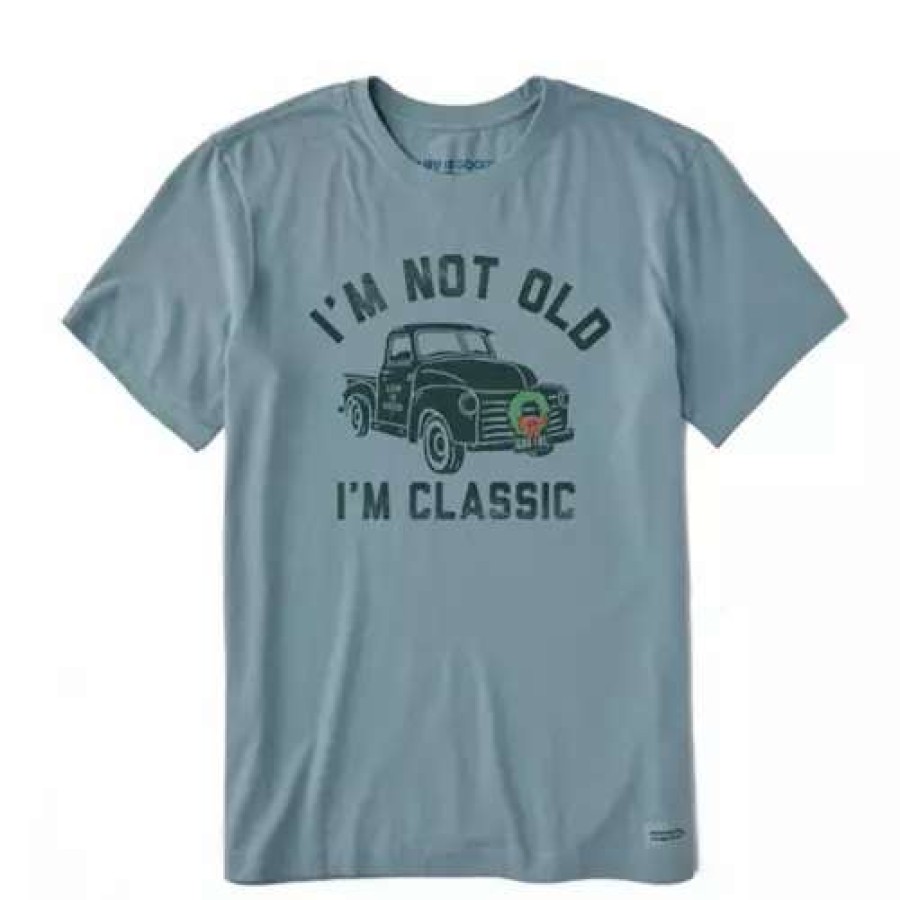 Shirts * | Men'S Life Is Good I'M Classic Wreath Truck Crusher T-Shirt Blue