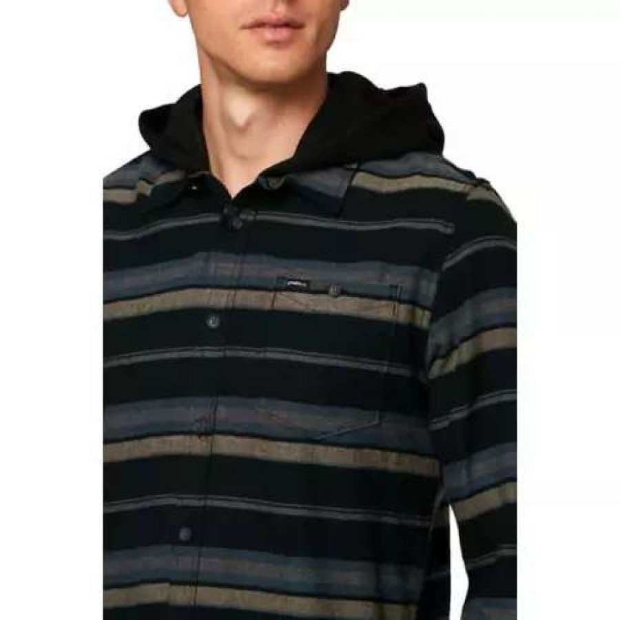 Shirts * | Men'S O'Neill Redmond Button Up Hoodie Black