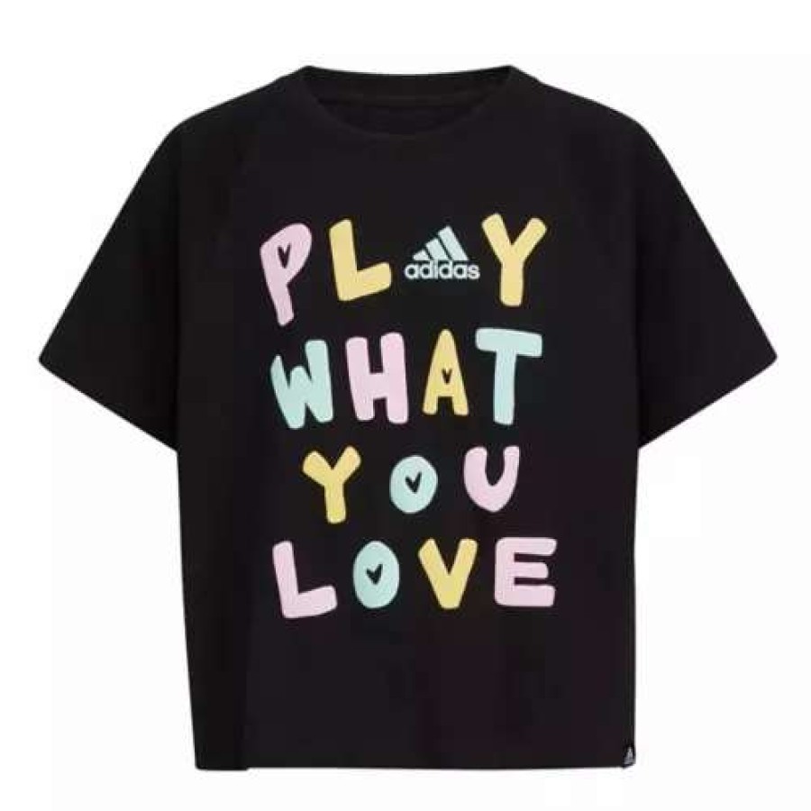 Shirts * | Girls' Adidas Raglan T-Shirt Black/Multi