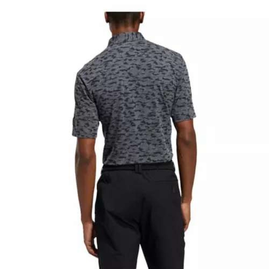 Shirts * | Men'S Adidas Go To Camo Print Golf Polo Black Grey Heather Six