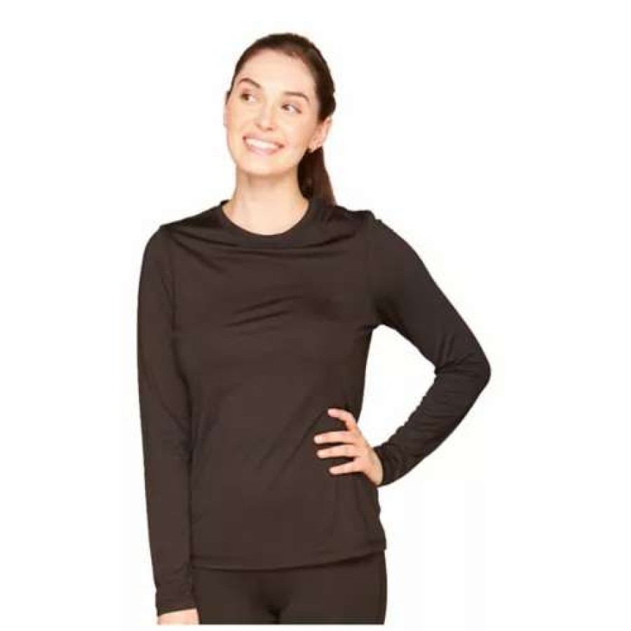 Shirts * | Women'S Colosseum Level 2.0 Lightweight Long Sleeve Crew Black