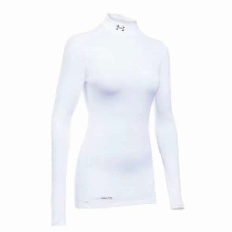 Shirts * | Women'S Under Armour Coldgear Fitted Mock Long Sleeve White