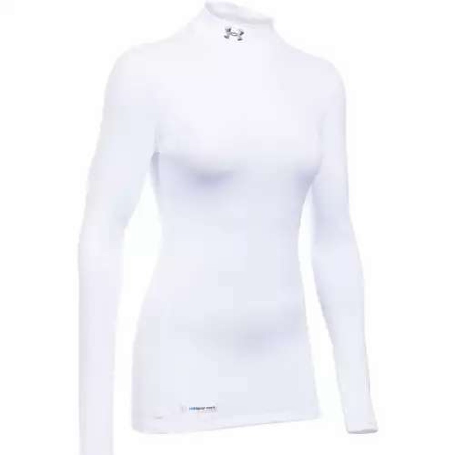 Shirts * | Women'S Under Armour Coldgear Fitted Mock Long Sleeve White