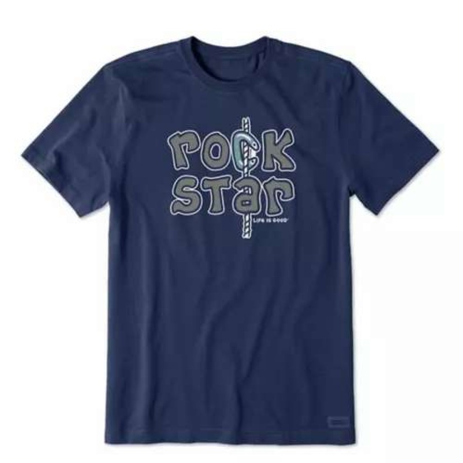 Shirts * | Men'S Life Is Good Rock Star Crusher T-Shirt Darkest Blue