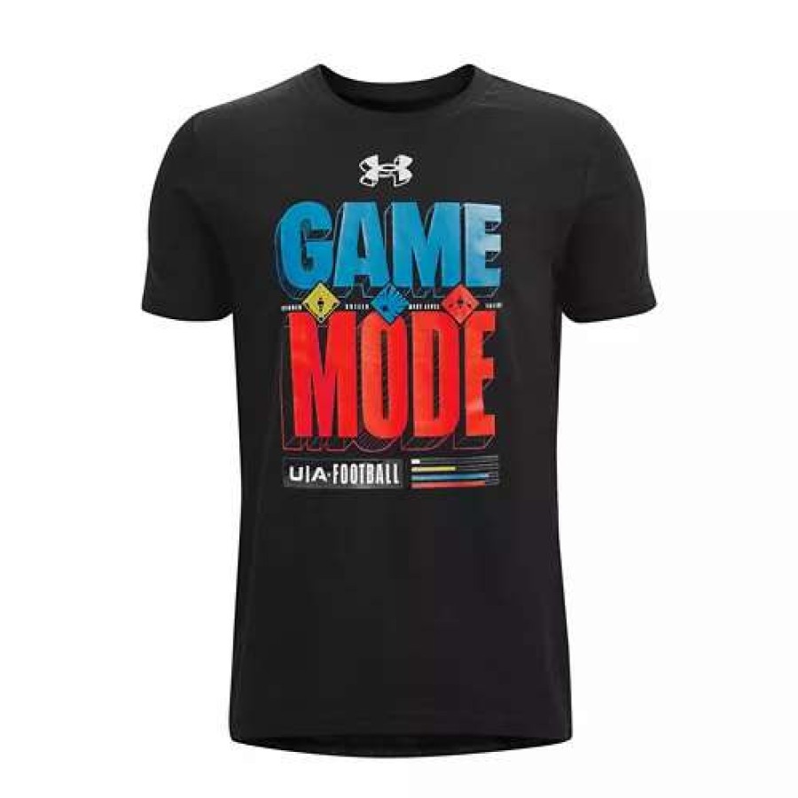 Shirts * | Boys' Under Armour Game On Football Short Sleeve Black White