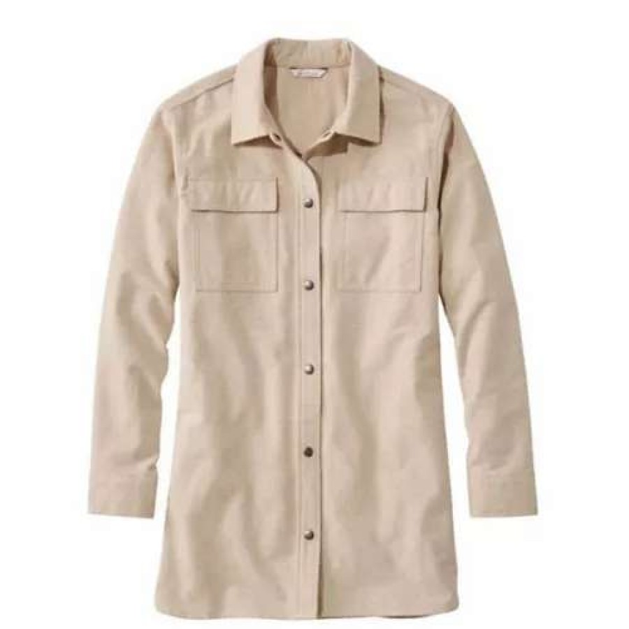 Shirts * | L.L.Bean Women'S L.L. Bean Signature Chamois Snap-Front Shirt Natural