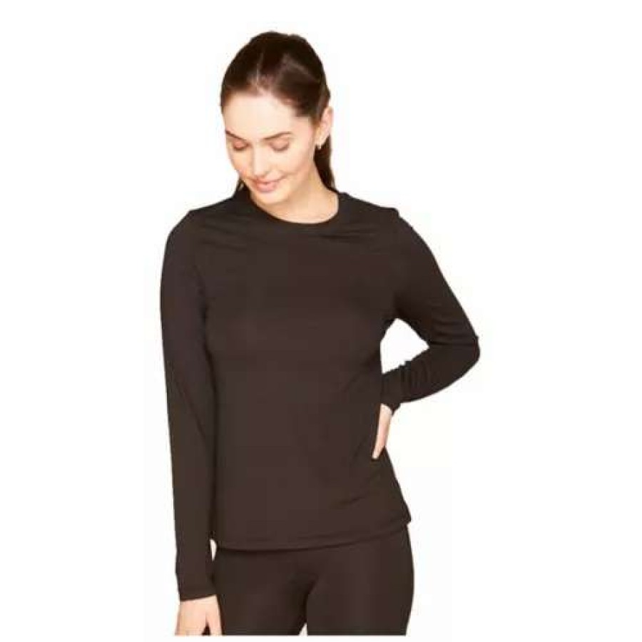 Shirts * | Women'S Colosseum Level 1.0 Featherweight Long Sleeve Crew Black