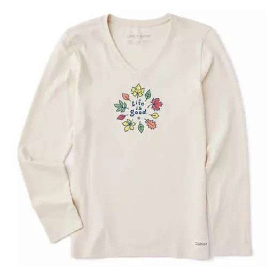 Shirts * | Women'S Life Is Good Leaves Long Sleeve T-Shirt Pty White