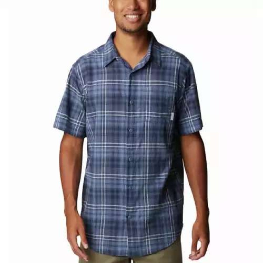 Shirts * | Men'S Columbia Under Exposure Yarn Dye Short Sleeve Shirt Dark Mountain Madras