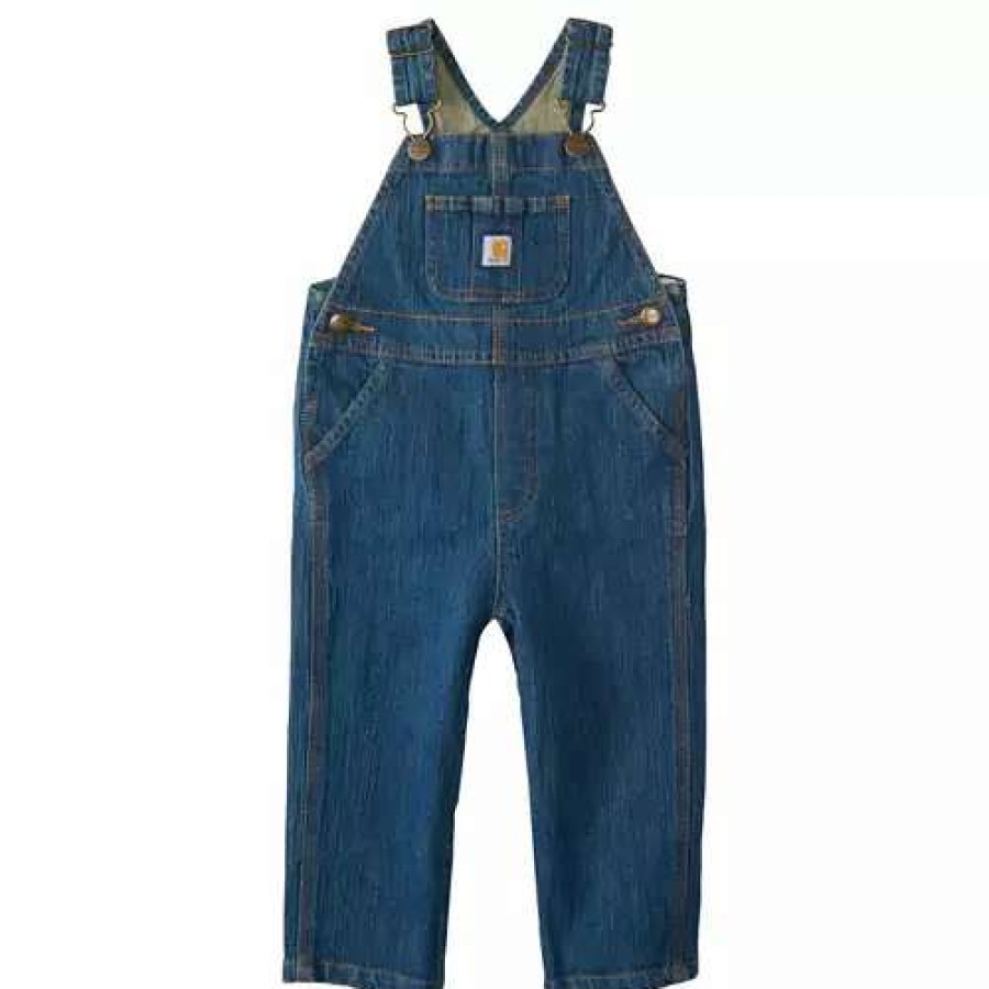 Bibs & Overalls * | Toddler Boys' Carhartt Washed Denim Bib Overalls Medium Wash