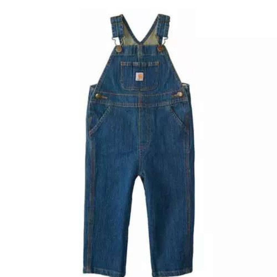 Bibs & Overalls * | Toddler Boys' Carhartt Washed Denim Bib Overalls Medium Wash