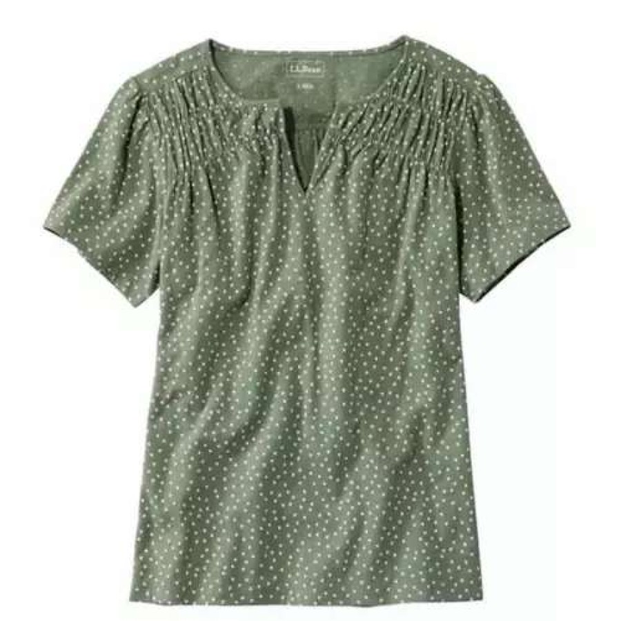 Shirts * | L.L.Bean Women'S L.L. Bean Plus Organic Cotton Print T-Shirt Bay Leaf Dot