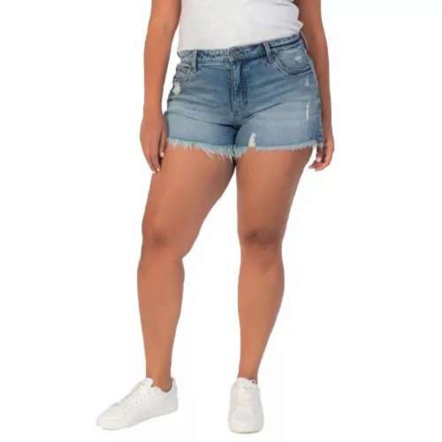 Shorts * | Women'S Kut From The Kloth Jane High Rise Fray Jean Shorts Blue