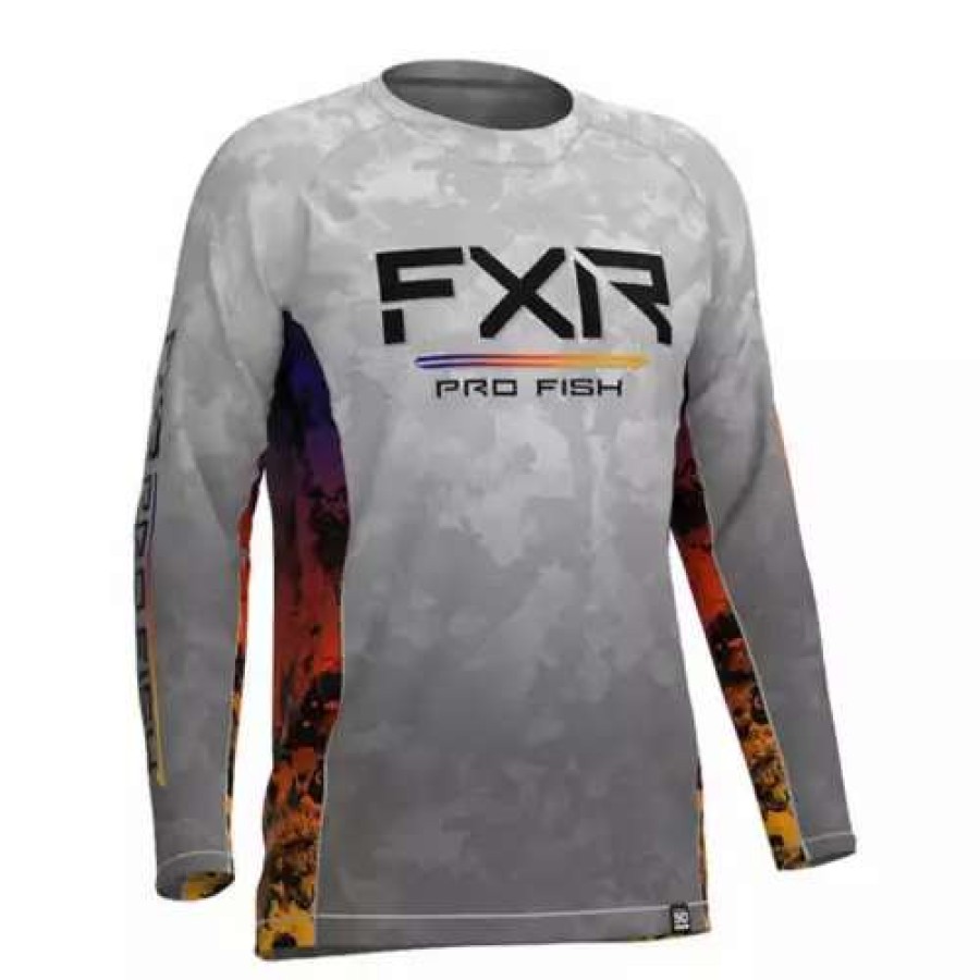 Shirts * | Men'S Fxr Derby Air Upf Long Sleeve T-Shirt Grey Heather Camo