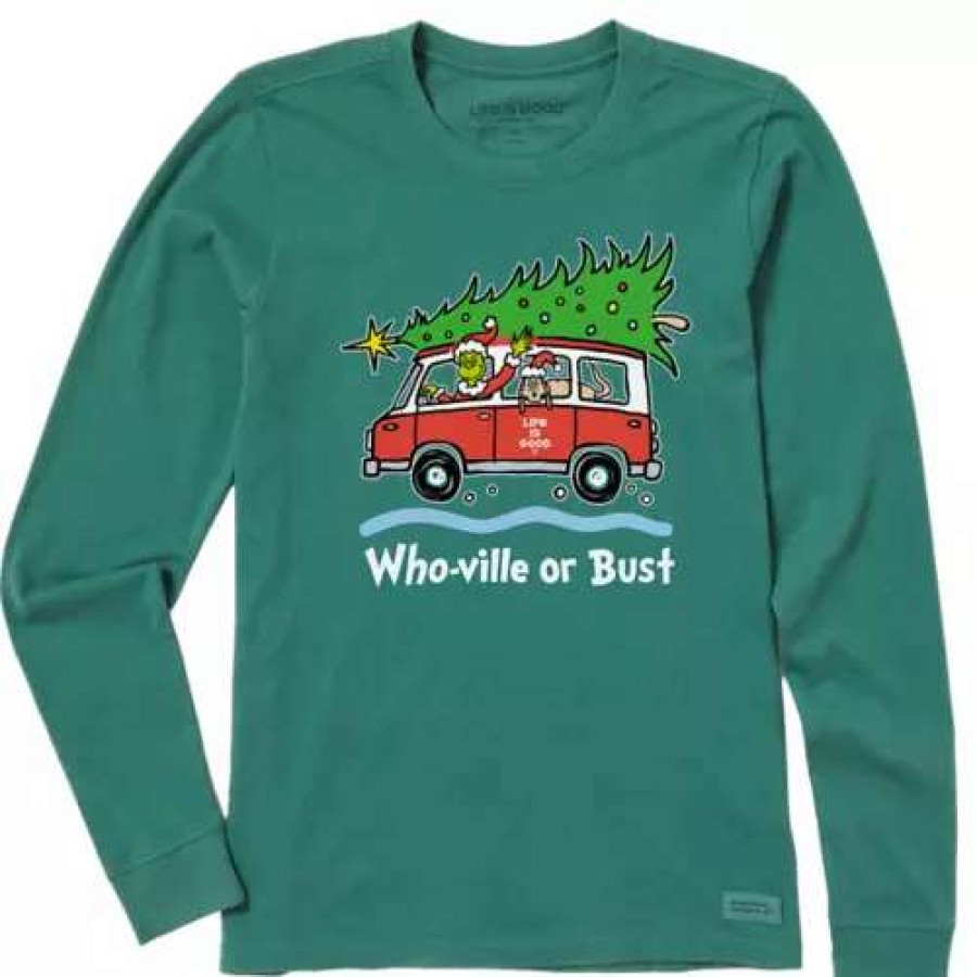 Shirts * | Women'S Life Is Good Whoville Or Bust Long Sleeve T-Shirt Spruce