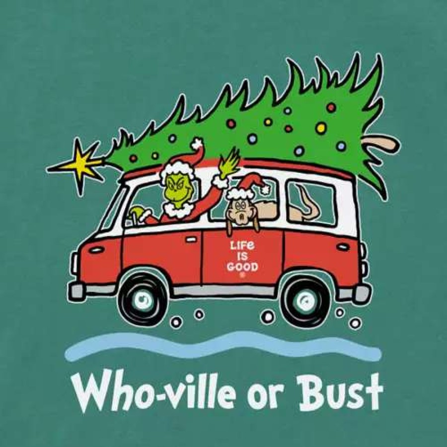 Shirts * | Women'S Life Is Good Whoville Or Bust Long Sleeve T-Shirt Spruce