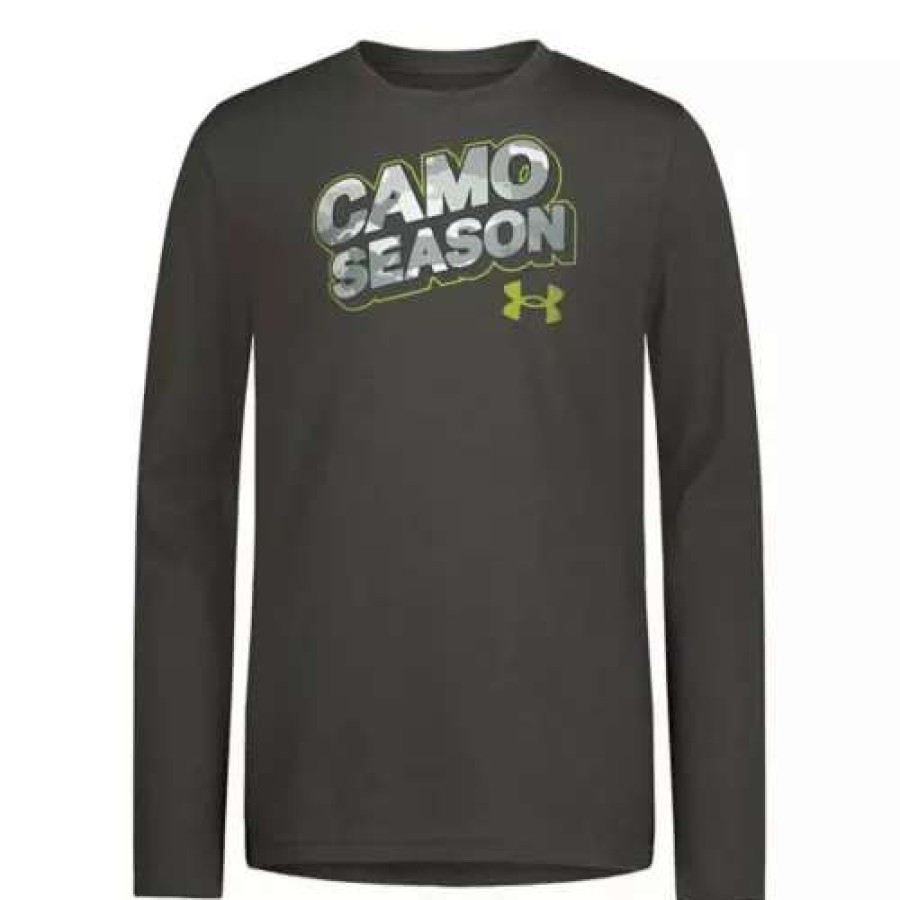 Shirts * | Boys' Under Armour Camo Season Long Sleeve Shirt Green