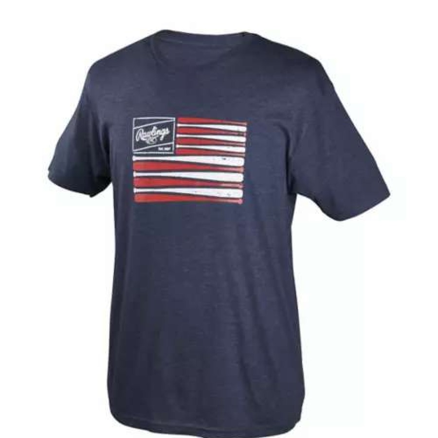 Shirts * | Men'S Rawlings Bat Flag T-Shirt Navy