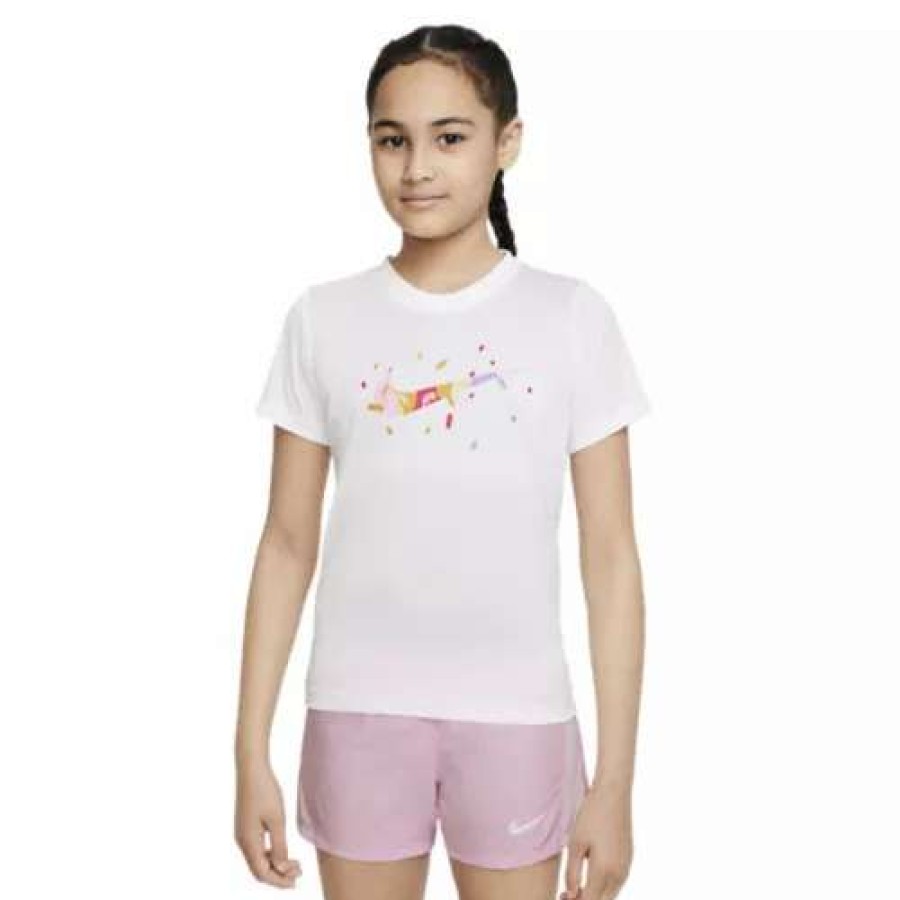 Shirts * | Girls' Nike Dri-Fit Graphic T-Shirt White