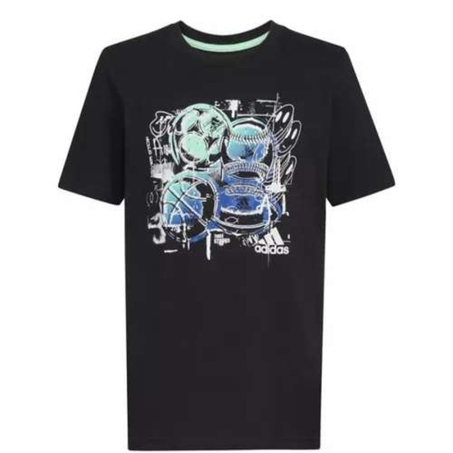 Shirts * | Boys' Adidas Sport Collage T-Shirt Black