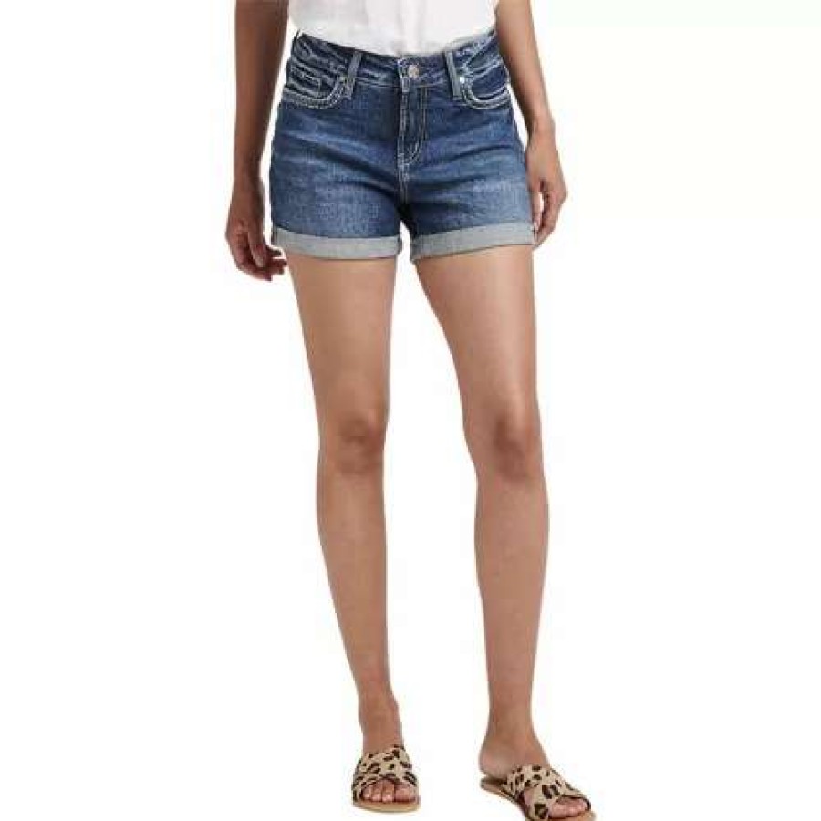 Shorts * | Women'S Silver Jeans Co. Elyse Mid Rise Jean Shorts Indigo