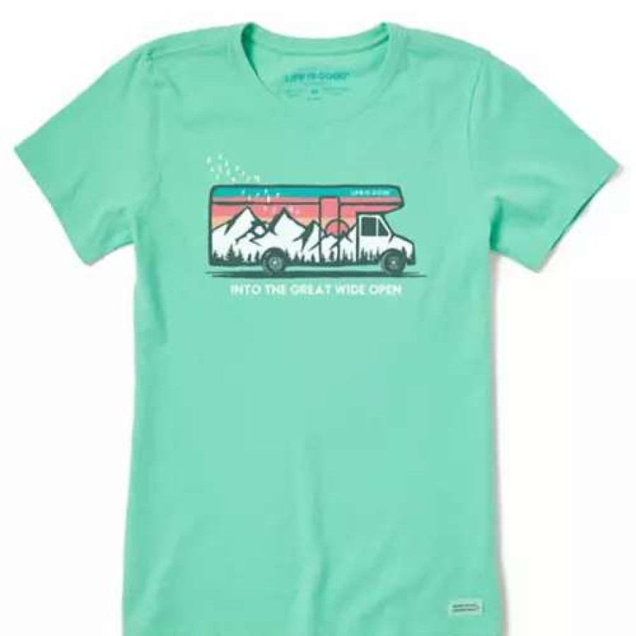 Shirts * | Women'S Life Is Good Into The Great Wide Open Crusher Lite T-Shirt Spearmint Green