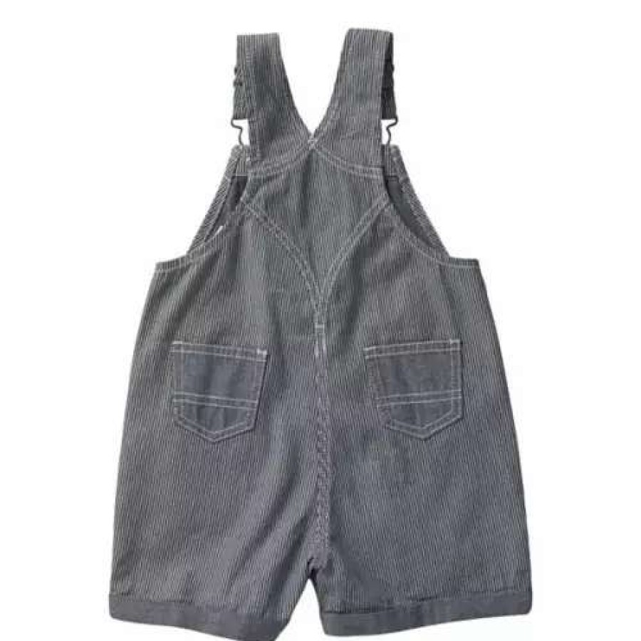 Bibs & Overalls * | Baby Carhartt Chambray Stripped Shortalls Navy