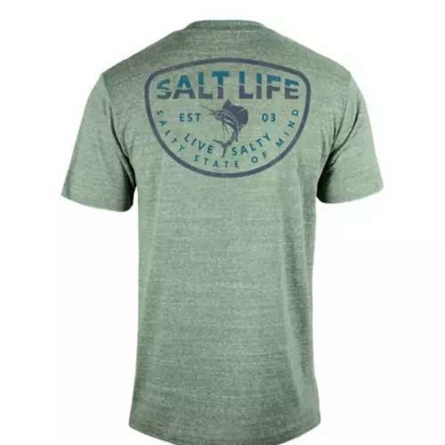 Shirts * | Men'S Salt Life Waving Tri-Blend T-Shirt Light Kelp