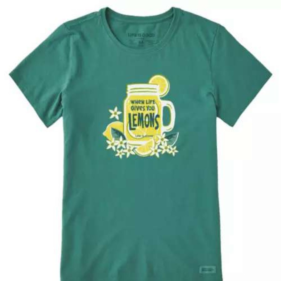 Shirts * | Women'S Life Is Good Life Gives You Lemons T-Shirt Spruce Green