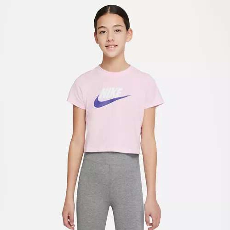 Shirts * | Girls' Nike Sportswear Logo Short Sleeve T-Shirt Pink Foam