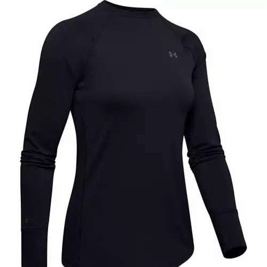 Shirts * | Women'S Under Armour Coldgear 2.0 Baselayer Crew Black/Pitch Grey