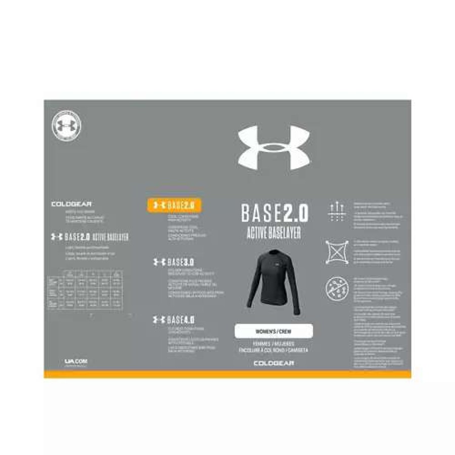 Shirts * | Women'S Under Armour Coldgear 2.0 Baselayer Crew Black/Pitch Grey