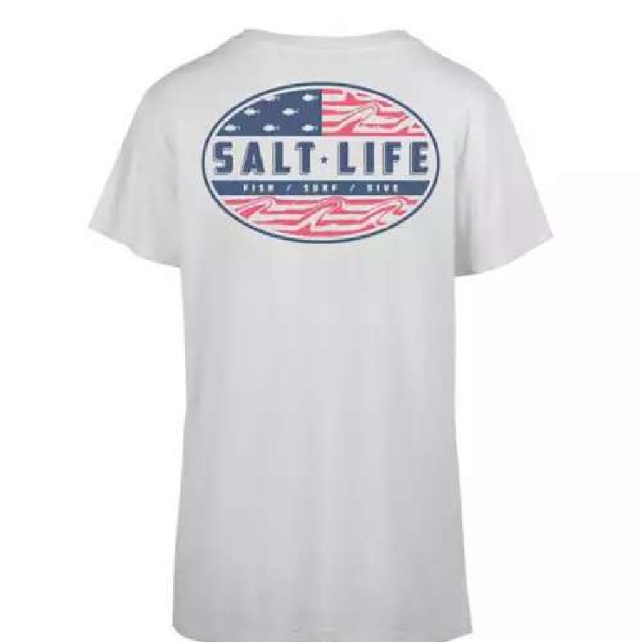 Shirts * | Women'S Salt Life Amerifinz T-Shirt White