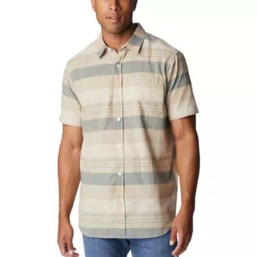 Shirts * | Men'S Columbia Rapid Rivers Novelty Short Sleeve Shirt Ancient Fossil Scattered S