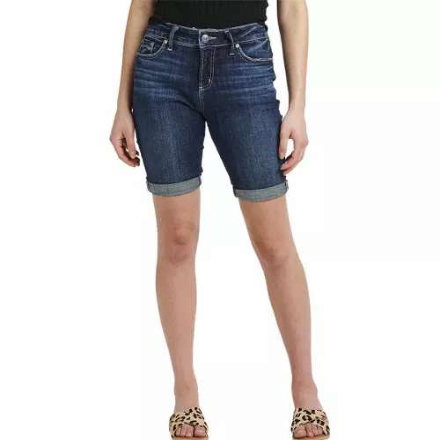 Shorts * | Women'S Silver Jeans Co. Suki Mid Rise Bermuda Jean Shorts Indigo