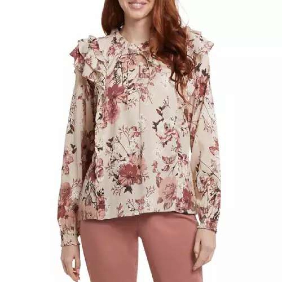 Shirts * | Women'S Tribal Ruffle Blouse Lt. Rosebud