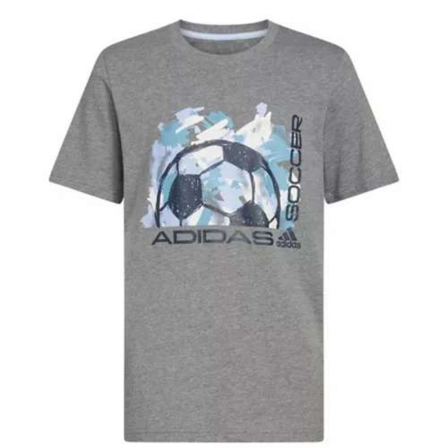 Shirts * | Boys' Adidas Artsy Soccer T-Shirt Charcoal Grey Heather