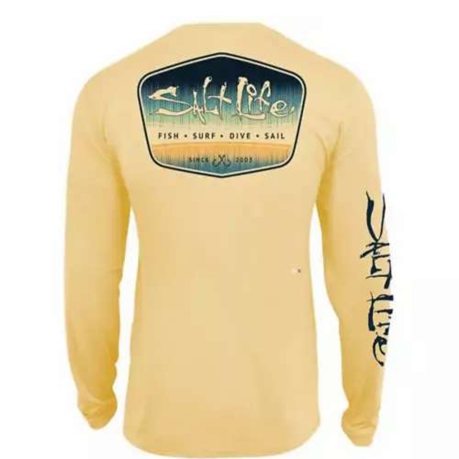 Shirts * | Men'S Salt Life Tune Brigade Performance Long Sleeve T-Shirt Golden Haze