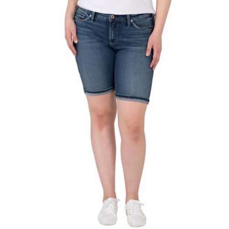 Shorts * | Women'S Silver Jeans Co. Plus Suki Bermuda Jean Shorts Indigo 316