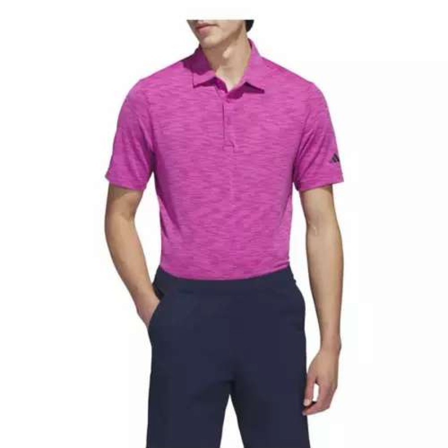 Shirts * | Men'S Adidas Space Dye Golf Polo Fuchsia