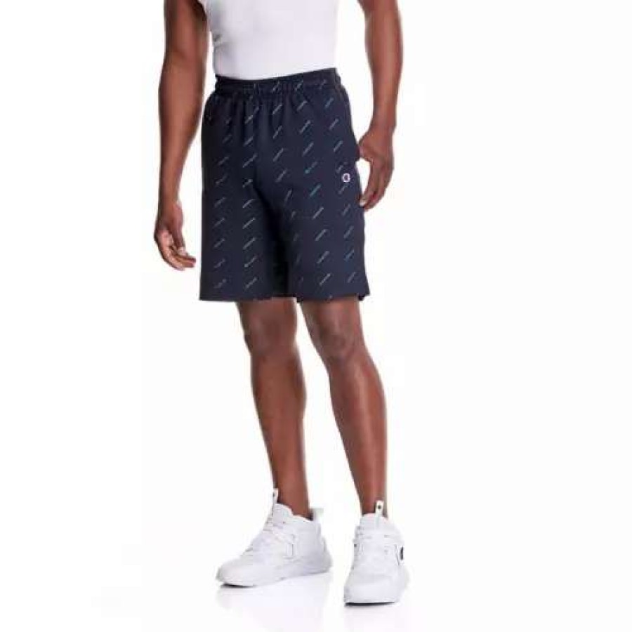 Shorts * | Men'S Champion Powerblend All Over Logo Fleece Lounge Shorts