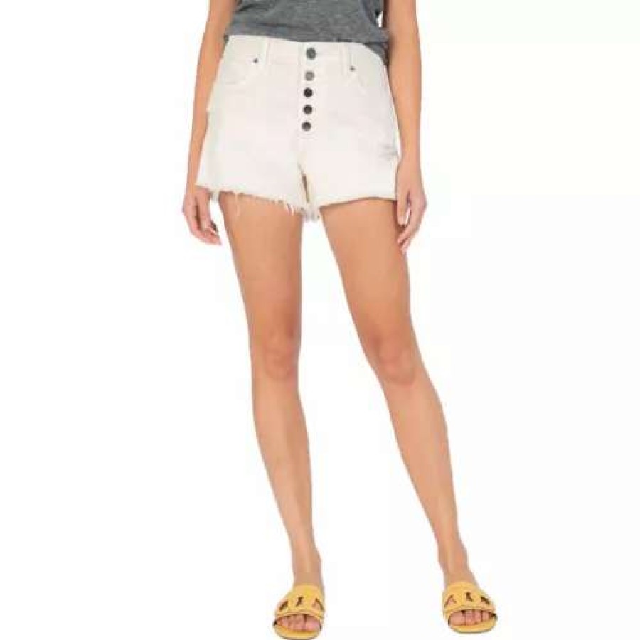 Shorts * | Women'S Kut From The Kloth Expose Button Jane High Rise Jean Shorts Ecru