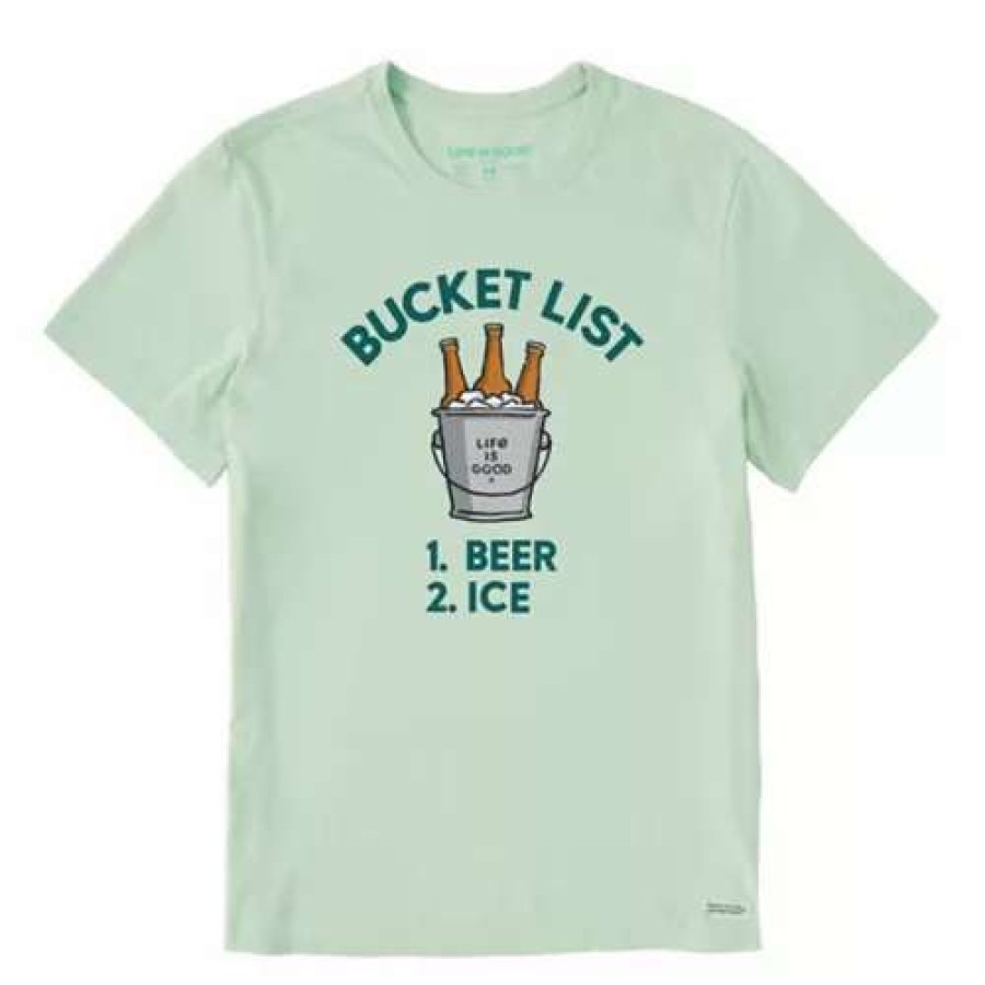 Shirts * | Men'S Life Is Good Bucket List Crusher T-Shirt Sage Green