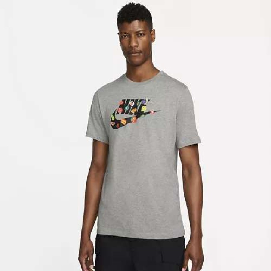 Shirts * | Men'S Nike Sportswear Hbr Food Sticker Logo T-Shirt Dk Grey Heather