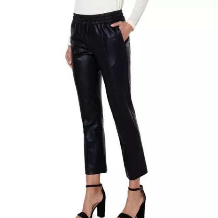 Pants * | Women'S Liverpool Los Angeles Faux Leather Ankle Trousers Black Cracked