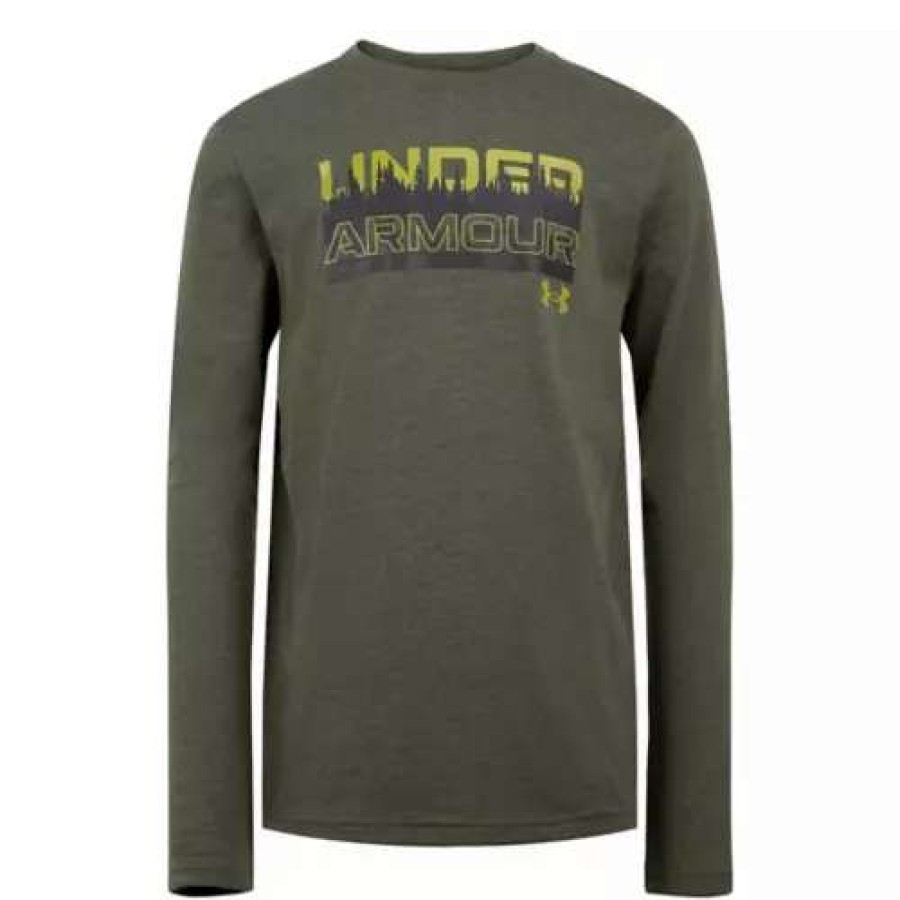 Shirts * | Boys' Under Armour Treetop Long Sleeve Shirt Marine Green